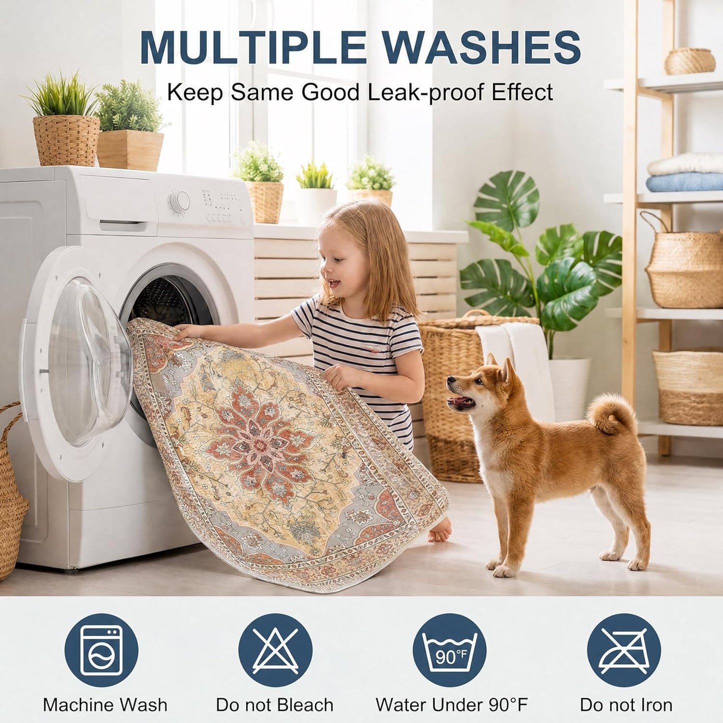 Washable Pee Pads for Dogs,Great Urine Absorbent Reusable Puppy Training Pads,Waterproof,Leak-Proof & Non-Slip Potty Pads for Whelping,Crate，Playpen，Bed.(Green Floral, 18" x24" )