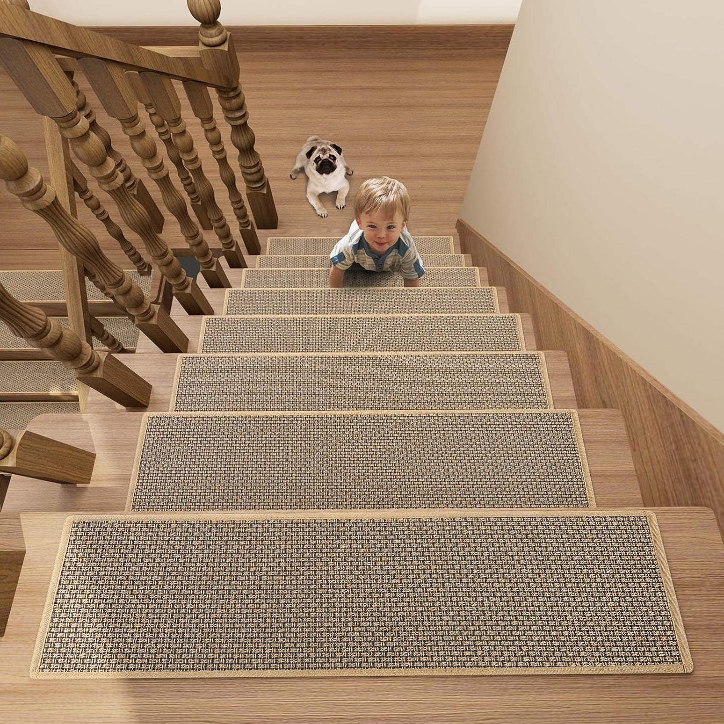 Stair Treads Carpet 4 pcs for Wooden Steps with Non Slip Rubber Backing, 100% Polyester Soft Stairs Resistant Indoor Skid Runner Safety Rugs for Kids Elders and Pets 30" * 8" (Dark Gray)