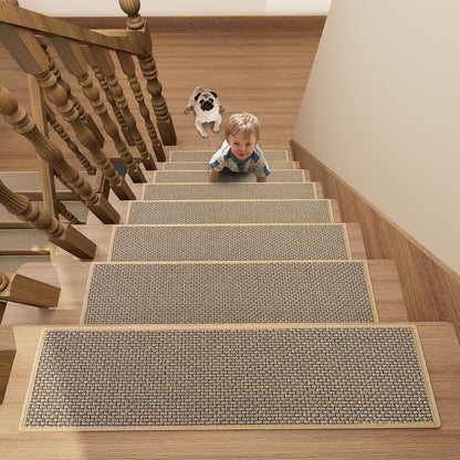 Stair Treads Carpet 4 pcs for Wooden Steps with Non Slip Rubber Backing, 100% Polyester Soft Stairs Resistant Indoor Skid Runner Safety Rugs for Kids Elders and Pets 30" * 8" (Dark Gray)