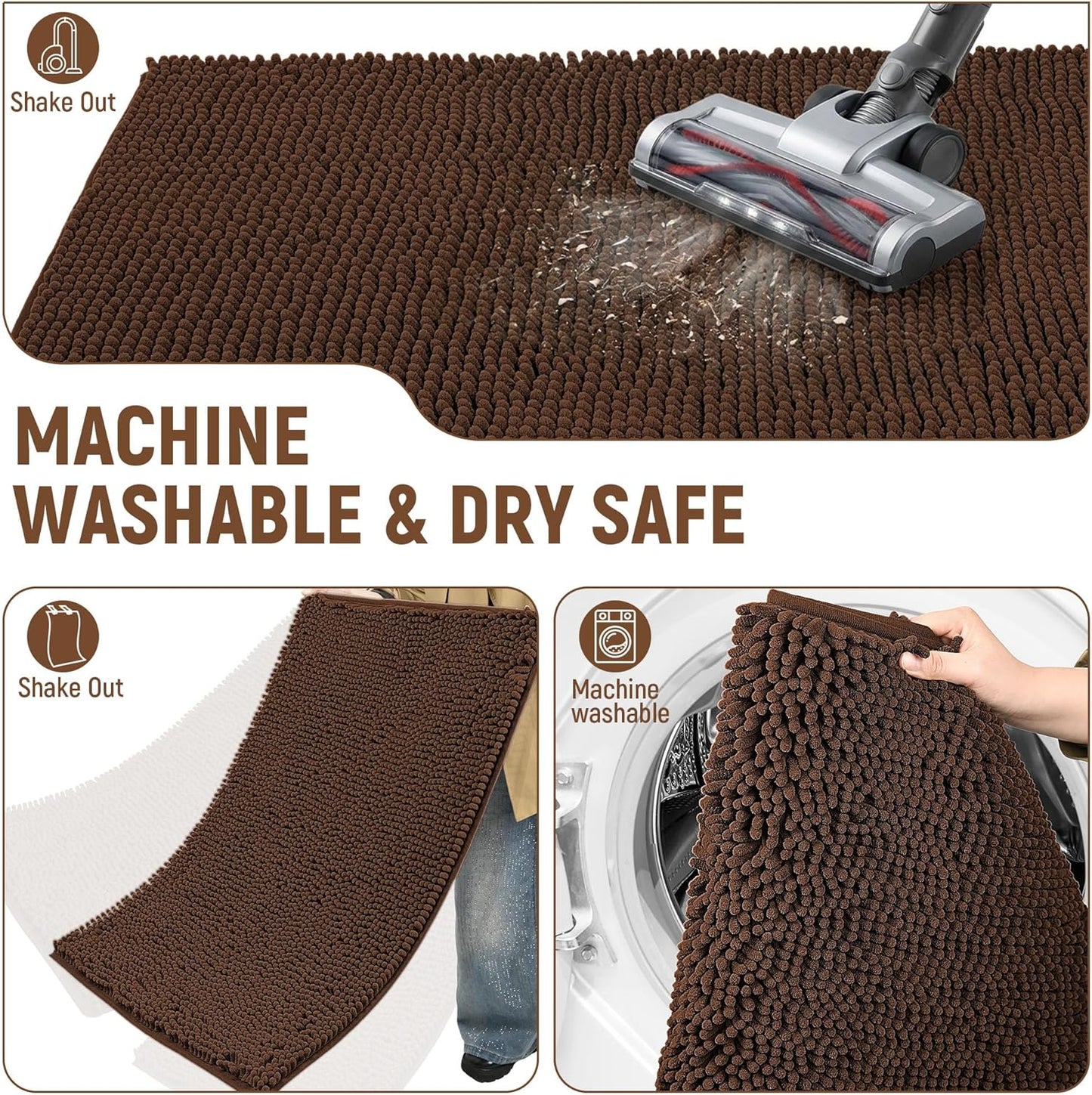 Absorbent Dog Door Mat for Muddy Paws, 60" x 24" Chenille Indoor Mats for Entryway, Trap Dirt Front Door Mat Indoor Entrance Washable Non Slip Soft