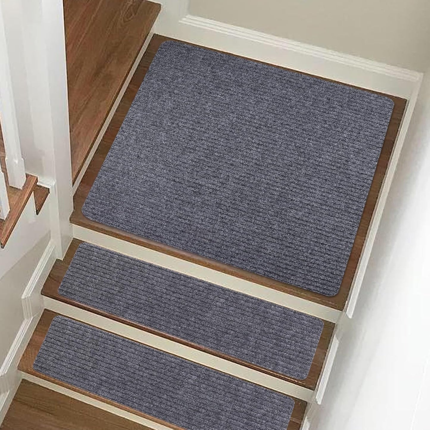 Stair Treads Non-Slip 16 Pack 8"x30" - Carpet Stair Runner for Indoor Wooden Steps with TPE Backing & Anti-Skid Surface, Reusable Adhesive Safety Rug for Kids/Elder/Pet-Friendly - Brown