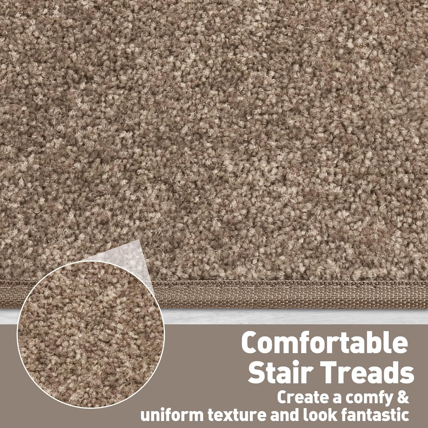 PURE ERA Bullnose Carpet Stair Treads Set Tape Free Non-Slip Indoor Stair Protectors Pet Friendly Rugs Covers Soft Skid Resistant Washable Reusable 9.5" x 30"(14 Pieces,Cream Gray)