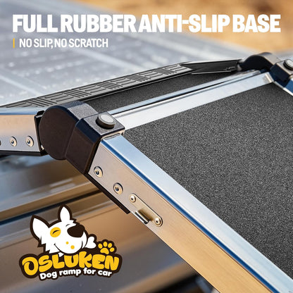 Foldable Dog Car Ramp for Large Dog (80-200 lbs), Extra L71” W17” Folding Pet Ramp with Heavy Duty Steel Hinges, Anti-Slip Outdoor Dog Ramps for Car SUV Truck Side Door (5 Folded)