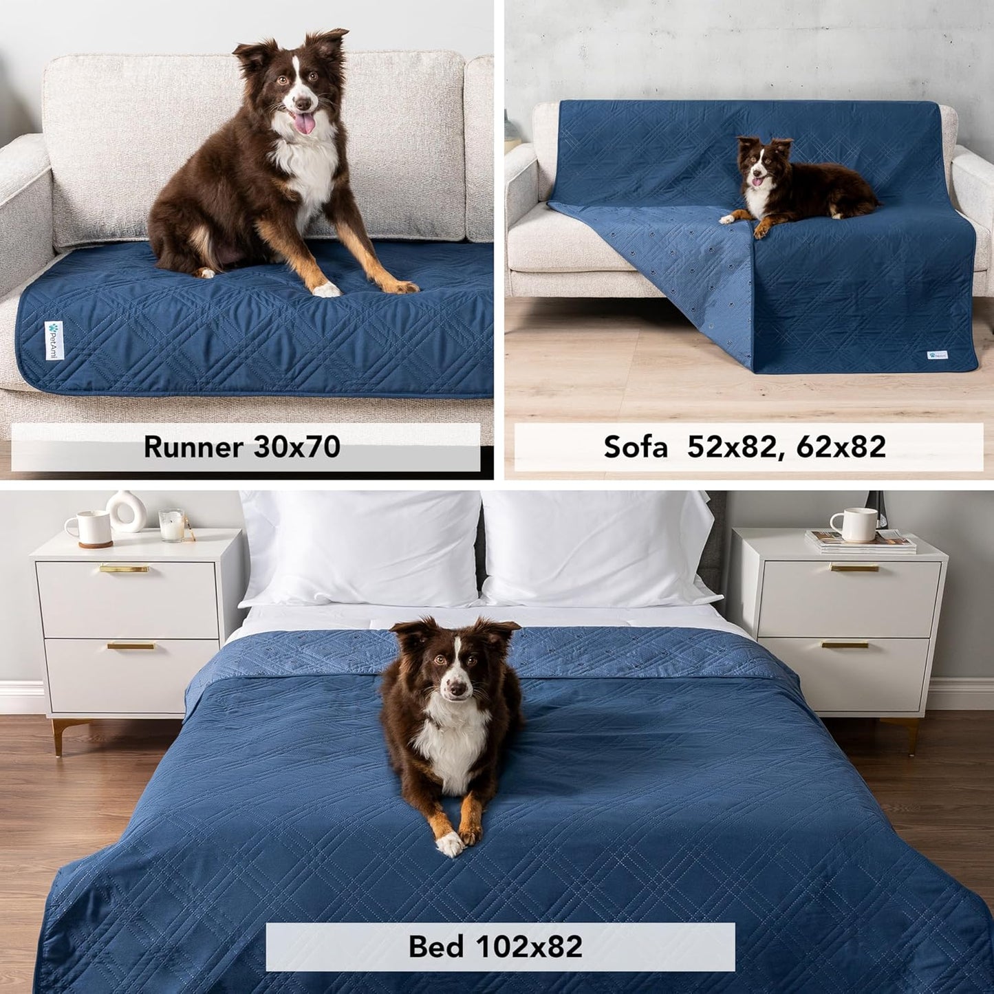 PetAmi Waterproof Couch Cover for Dogs, Reversible Furniture Cover Sofa Protector for Pet Cat Bed, Washable Blanket Dog Cover for Couch Seat, 52x82 Gray