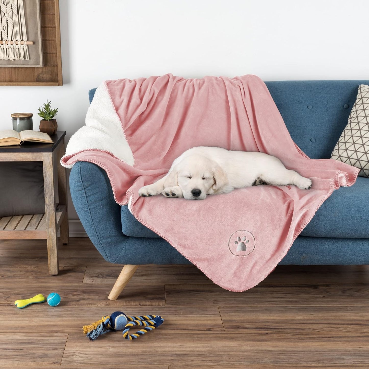 Waterproof Pet Blanket - 50x60-Inch Reversible Sherpa Fleece Throw Protects Couches, Cars, and Beds from Spills, Stains, and Fur by PETMAKER (Gray)