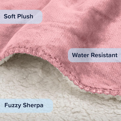 Waterproof Pet Blanket - 50x60-Inch Reversible Sherpa Fleece Throw Protects Couches, Cars, and Beds from Spills, Stains, and Fur by PETMAKER (Gray)