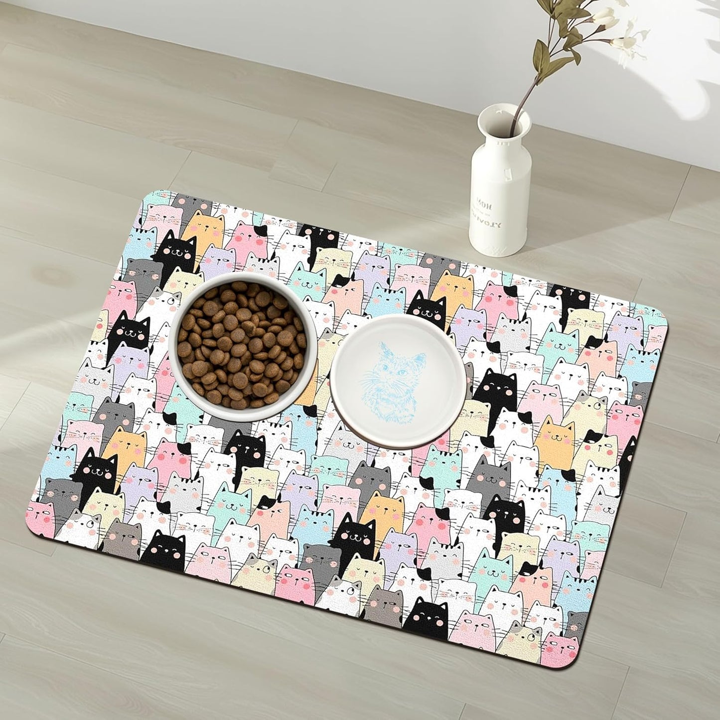 Pet Feeding Mat for Floors Waterproof Dog Mat for Food and Water Absorbent Quick Dry Non Slip mat for Cat Bowls