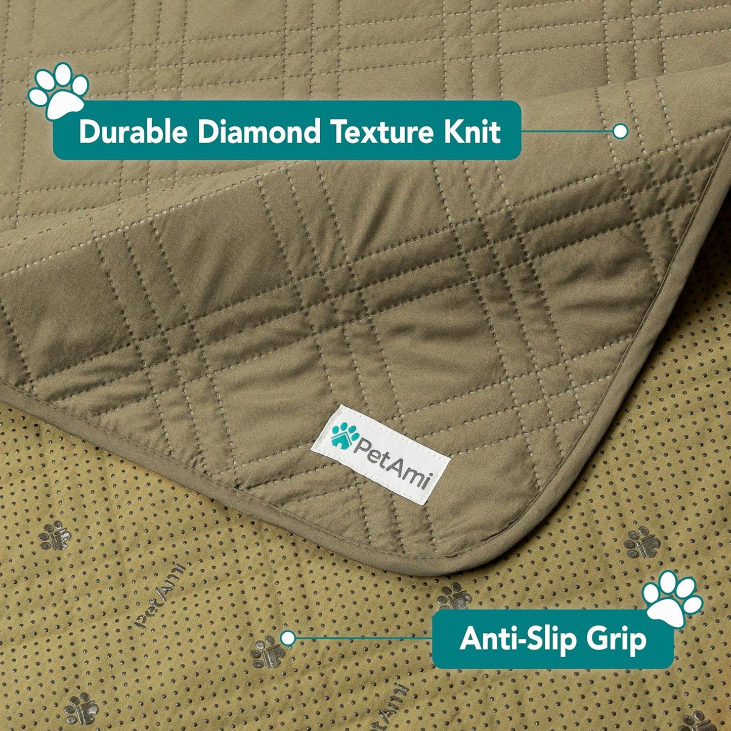 PetAmi Waterproof Couch Cover for Dogs, Reversible Furniture Cover Sofa Protector for Pet Cat Bed, Washable Blanket Dog Cover for Couch Seat, 52x82 Gray