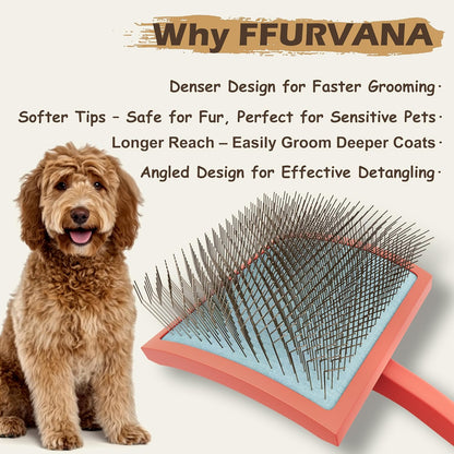 Slicker Brush for Dogs, for Golden Doodles with Long Hair, for Large Pet Dogs, Grooming Pet Hair, Cream White(Large)