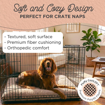 Best Friends by Sheri Comfy Crate Sleeper Mat – Plush Low-Pile Dog Bed, 42" x 28", XL & XXL Crates, Up to 100 lb Dogs, Machine Washable, Cross Section Pattern, Mushroom