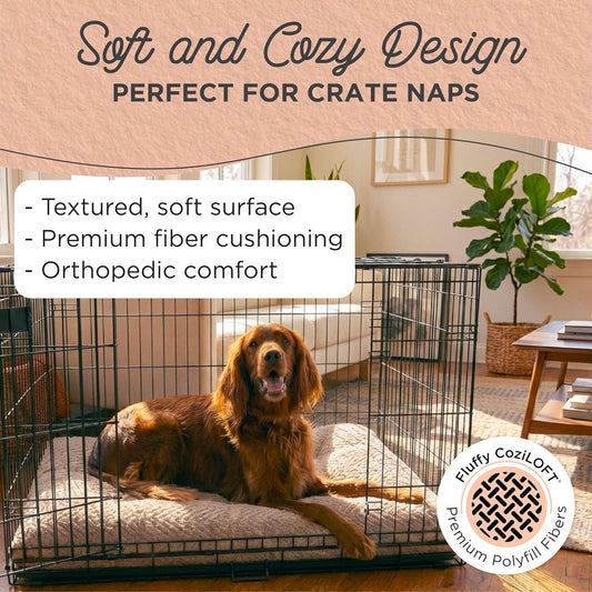 Best Friends by Sheri Comfy Crate Sleeper Mat – Plush Low-Pile Dog Bed, 42" x 28", XL & XXL Crates, Up to 100 lb Dogs, Machine Washable, Cross Section Pattern, Mushroom