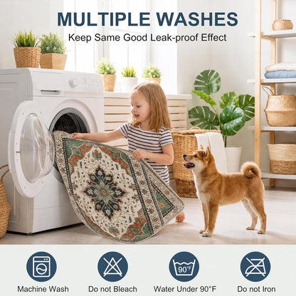 Washable Pee Pads for Dogs,Great Urine Absorbent Reusable Puppy Training Pads,Waterproof,Leak-Proof & Non-Slip Potty Pads for Whelping,Crate，Playpen，Bed.(Green Floral, 18" x24" )