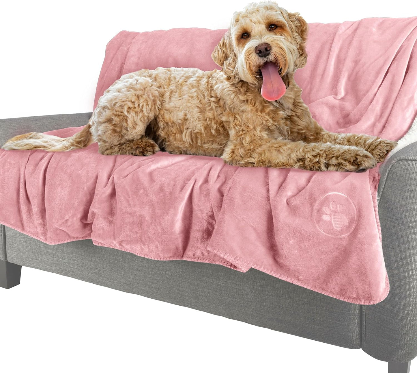 Waterproof Pet Blanket - 50x60-Inch Reversible Sherpa Fleece Throw Protects Couches, Cars, and Beds from Spills, Stains, and Fur by PETMAKER (Gray)