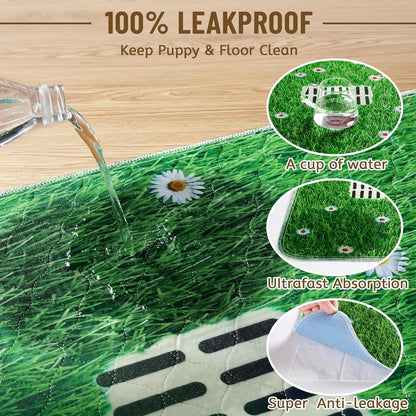 Aitmexcn Washable Puppy Dog Pee Pad, 2PCS 100% Waterproof Whelping Training Mat for Puppy/Senior Dog, Fast Drying Reusable Puppy Pads for Indoor, Outdoor and Car Travel- 24'' x 36''