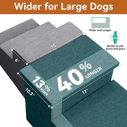 Zerbuger Wider Dog Ramp for High Bed with Storage 18" H, Foldable Dog Stairs for Small Medium Large Older Senior Animal, Sturdy Dog Step for Climbing Bed or Couch, Arthritis-Friendly (Gray, No Condo)