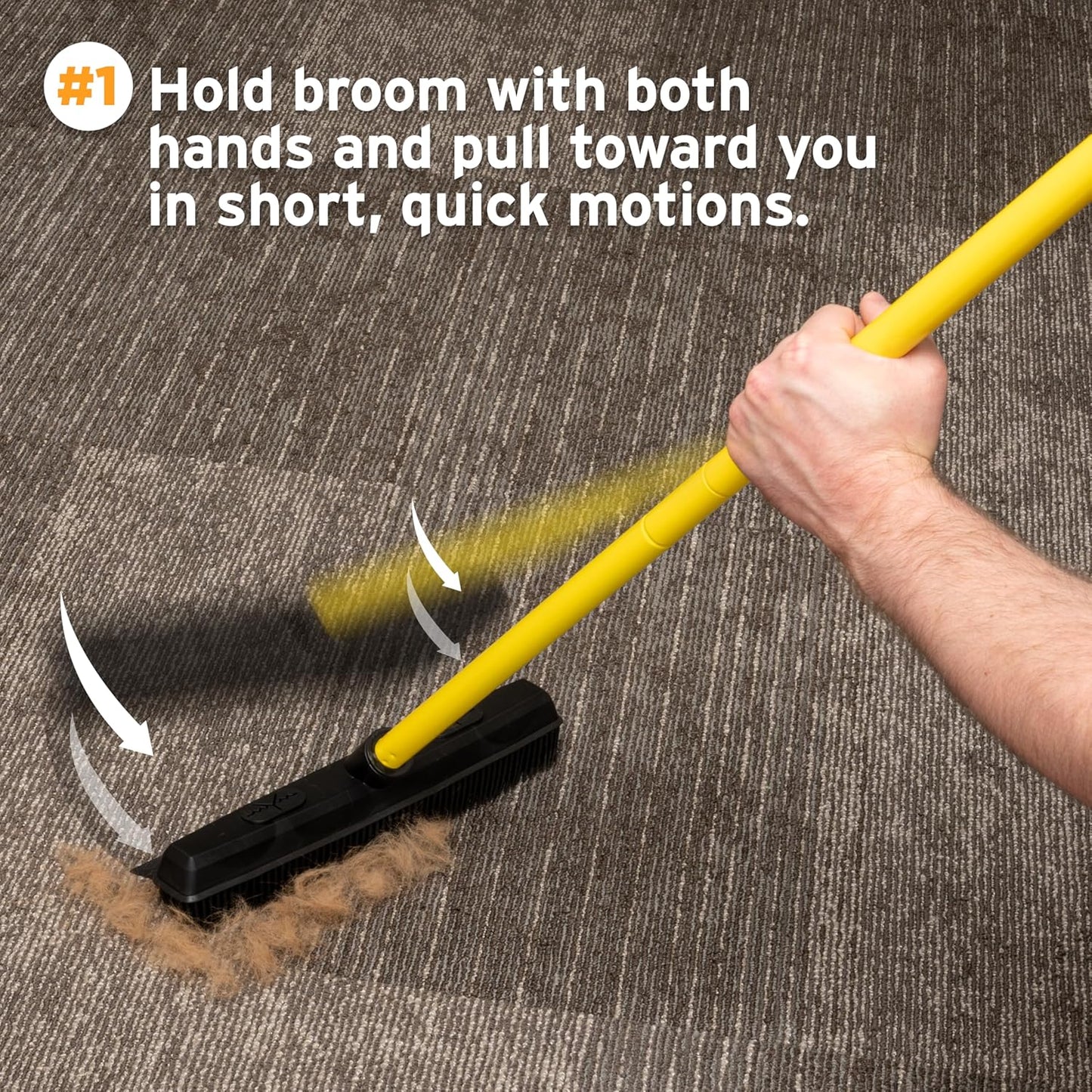 FURemover Pet Hair Removal Rubber Broom, 58" Telescopic Handle