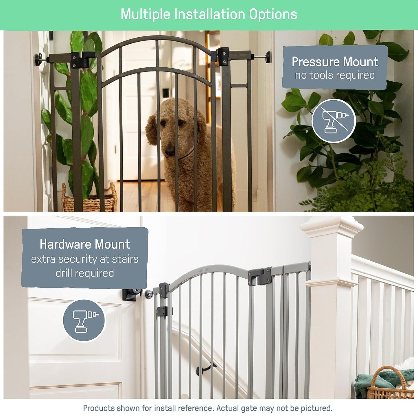 Ingenuity Extra Tall & Wide Safety Pet and Baby Gate, 29.5"-53" Wide, 38" Tall, Pressure or Hardware Mounted, Install on Wall or Banister in Doorway or Stairway, Auto Close Walk-Thru Door - White