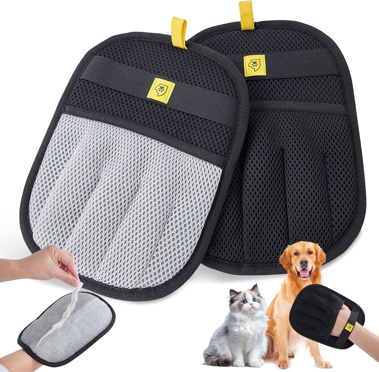 Pet Hair Remover Glove for Dogs & Cats – Grooming Glove, Reusable Fur Removal Tool for Furniture, Couch, Carpet & Car – Easy Pet Hair Cleaning Mitt, (1Pcs Black)