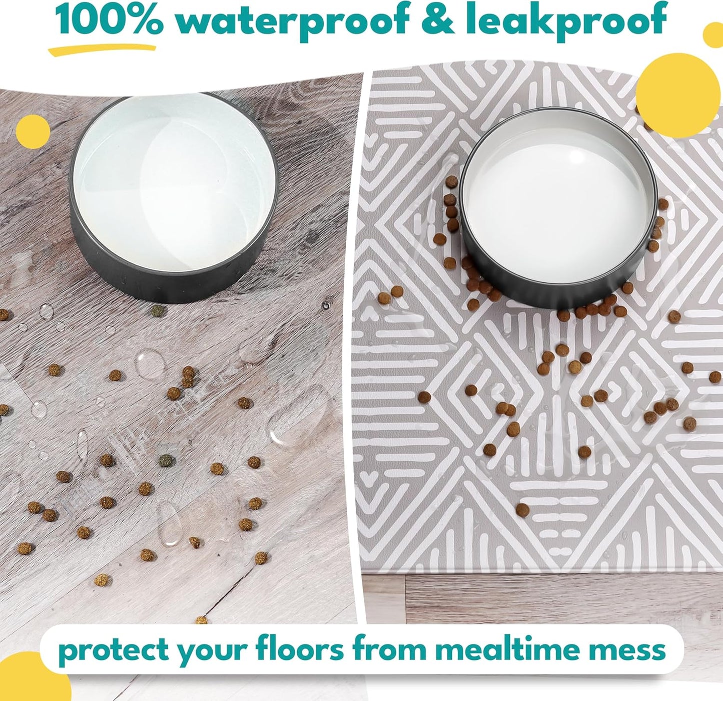 NALALAS Dog Mat for Food and Water, Cat Feeding Mat | Waterproof Dog Bowl Mat | Non-Slip Pet Food Mat for Floors | Pet Mats for Food and Water | Easy to Clean