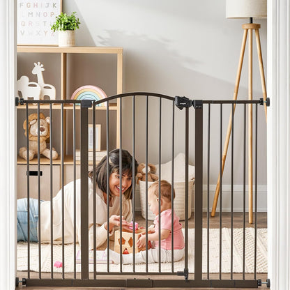 Regalo Safety 30.5-58" Extra Wide Arch Baby Gate with Door, Pressure Mount Walk Through Gate for Doorways & Bottom of Stairs, Babies, Toddlers & Pets, Tested & Safe, American Designed, American Owned