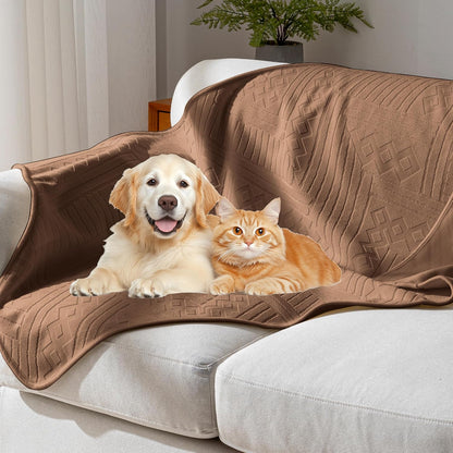 Waterproof Couch Cover, Reversible, Pet-Friendly, Washable and Anti-Slip Couch Covers for Sofa Protection with 3 Cushions, Sofa Slipcovers for Dogs and Cats (71×118in/Brown)