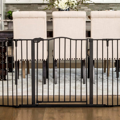Regalo Safety 28"-76” Super Wide Configurable Baby Gate for Doorways & Open Spaces, 3-Panel Wall Mounted Safety Gate with Door for Babies, Toddlers & Pets, Includes Wall Mount Hardware