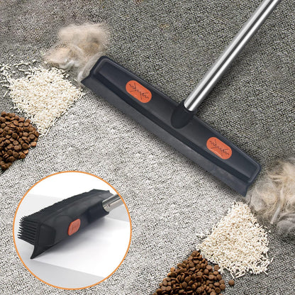 Rubber Broom and Pet Hair Removal Brush Set for Carpet, Fur Remover Broom with Squeegee for Wooden Floor, Detailing Lint Remover Brush for Pet Dog Cat Hair Car Interior