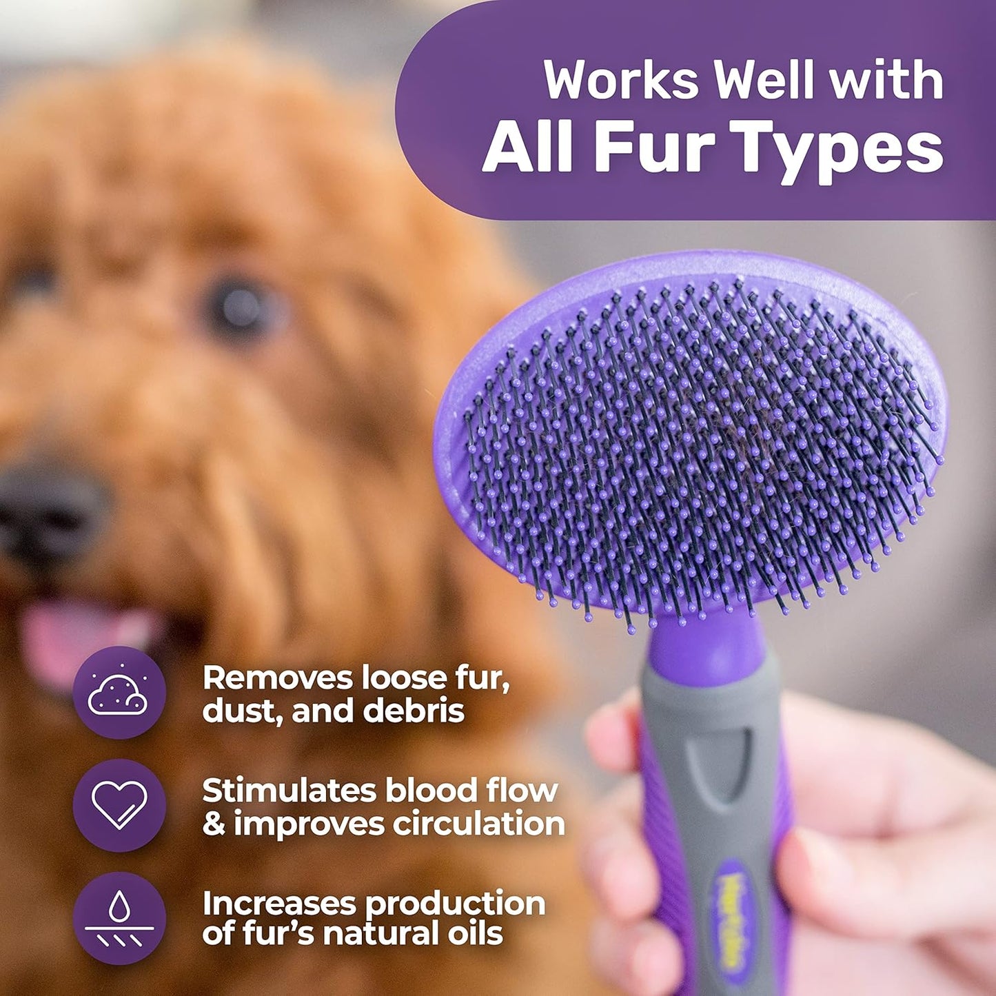 Hertzko Double Sided Flexible Slicker Brush Removes Loose Hair, Tangles, and Knots, Flexible Head Contours on Your Pet’s Skin - Suitable for Dogs and Cats (Double Sided Brush)