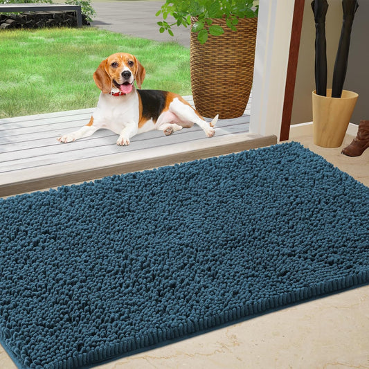 IM HOME Chenille Absorbent Outdoor Doormat 36" x 24", Washable Muddy Door Mats for Dog Non Slip Indoor Doormat Dog Mat for Muddy Paw Front Inside Doormats for Entryway Grey