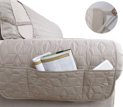 Ameritex Couch Sofa Slipcover 100% Waterproof Nonslip Quilted Furniture Protector for Dogs, Children, Pets, Machine Washable (Beige, 68")
