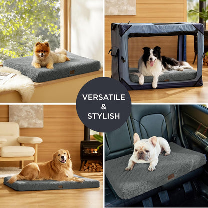 Bedsure Dog Beds Large Sized Dog - Comfy Flat Pet Beds with Removable Washable Cover, Orthopedic Egg Crate Foam Puppy Mat, Suitable for Pet Up to 65 lbs