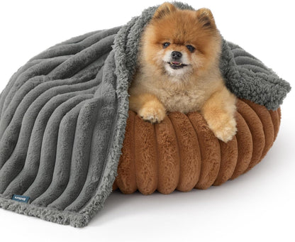 Bedsure ComfyFleece™ Waterproof Dog Blankets for Large Dogs - Soft Pet Cat Blanket Corduroy Fleece for Couch Bed Protector Washable, Cozy Calming Reversible Furniture Protection,50"x60", Cream