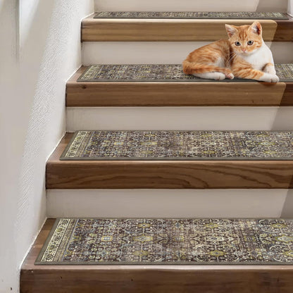 sarben Non Slip Stair Treads for Wooden Steps 15PCS - 8"x30" Indoor Safety Carpet, Edging Mats with TPE Adhesive Backing, Pet and Elderly Friendly Stair Rugs (Taupe) - Colors B