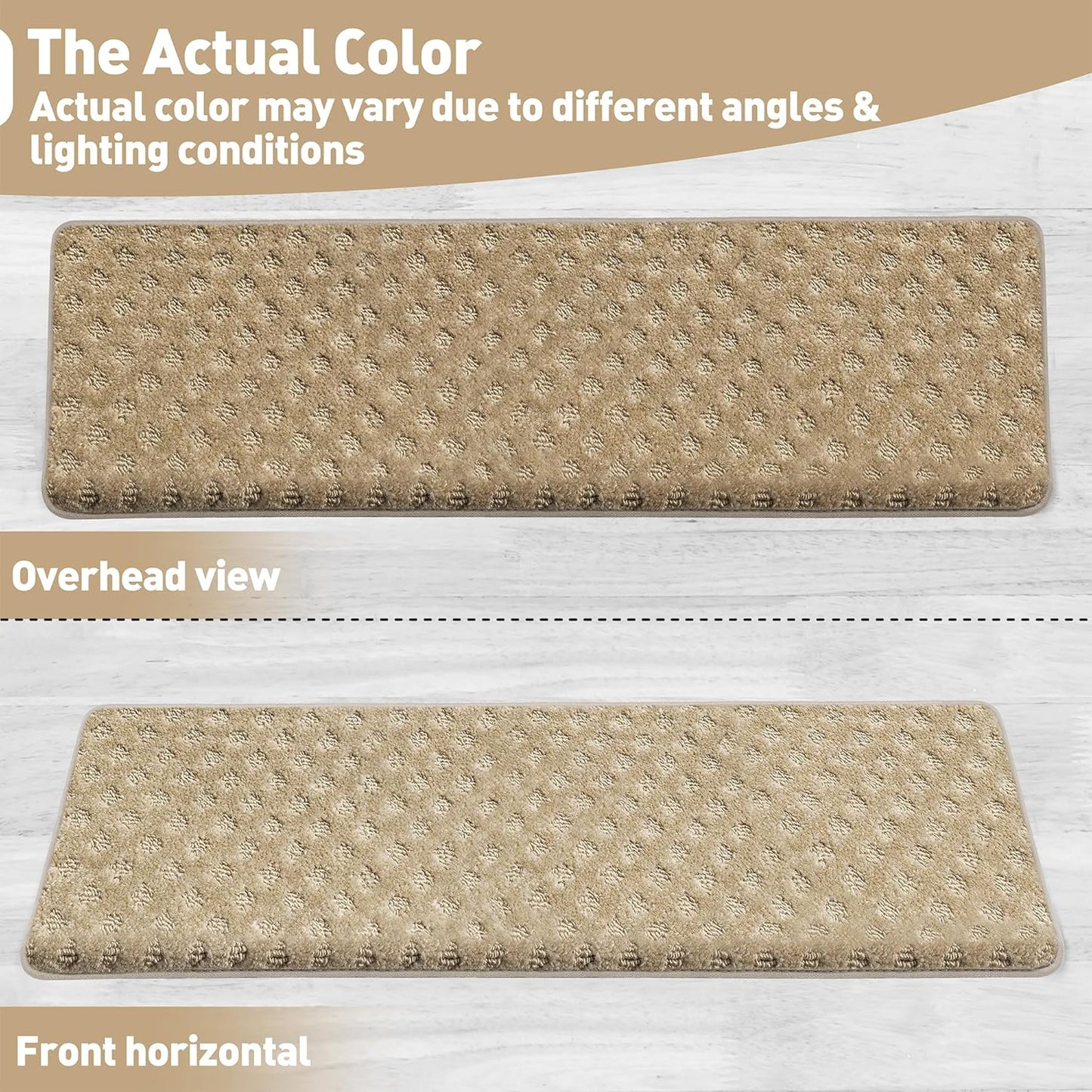 PURE ERA Bullnose Carpet Stair Treads Set Tape Free Non-Slip Indoor Stair Protectors Pet Friendly Rugs Covers Soft Skid Resistant Washable Reusable 9.5" x 30"(14 Pieces,Cream Gray)