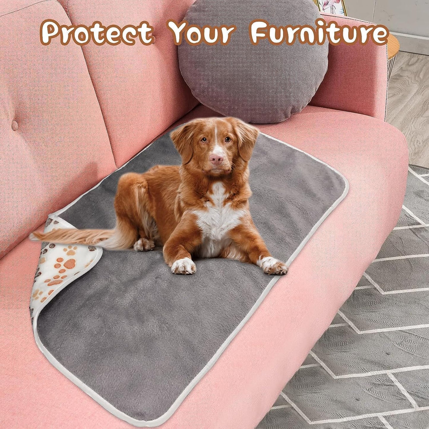 YUEPET Waterproof Dog Blankets, 2 Pack Washable Dog Blankets for Bed Couch Sofa Protector Fleece Flannel Puppy Blanket Soft Plush Reversible Throw Blanket for Small Dogs Puppy Cat 23"×16"(Purple+Pink)