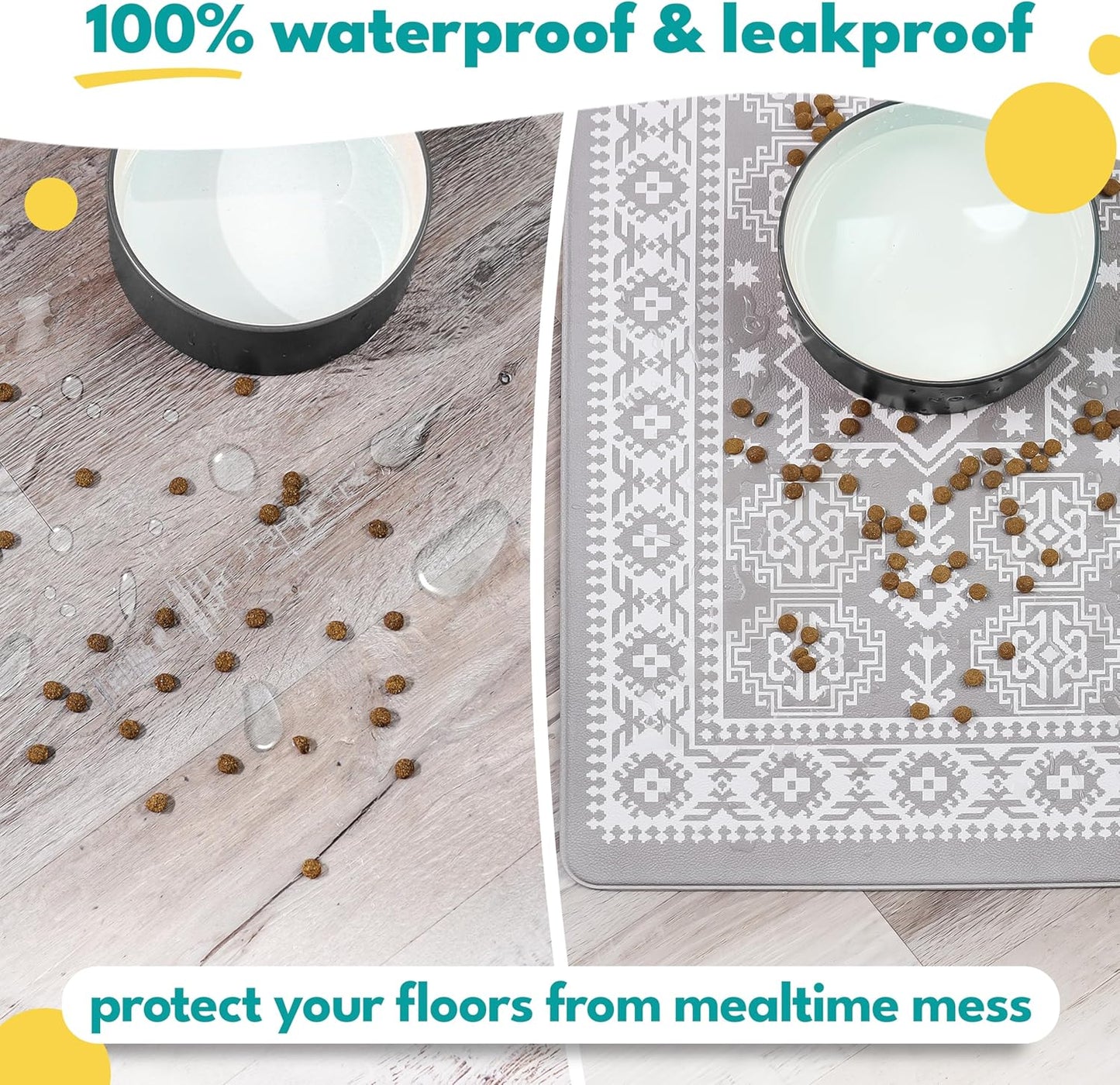 NALALAS Dog Mat for Food and Water, Cat Feeding Mat | Waterproof Dog Bowl Mat | Non-Slip Pet Food Mat for Floors | Pet Mats for Food and Water | Easy to Clean