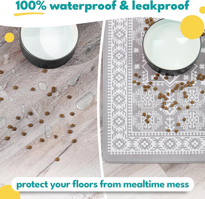 NALALAS Dog Mat for Food and Water, Cat Feeding Mat | Waterproof Dog Bowl Mat | Non-Slip Pet Food Mat for Floors | Pet Mats for Food and Water | Easy to Clean