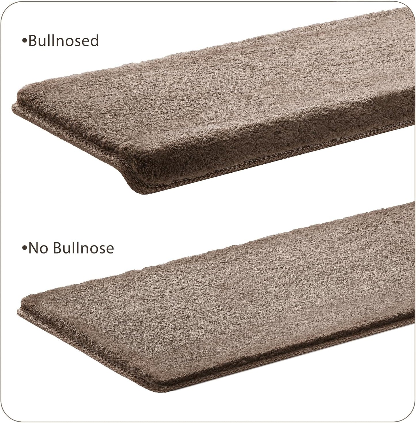 PURE ERA Carpet Stair Treads Ultra Plush 9.5" X 30"Soft Bullnose Indoor Stair Protectors Pet-Friendly Non-Slip Skid Resistant Tape Free Washable Reusable(14 Pieces, Cream Gray)
