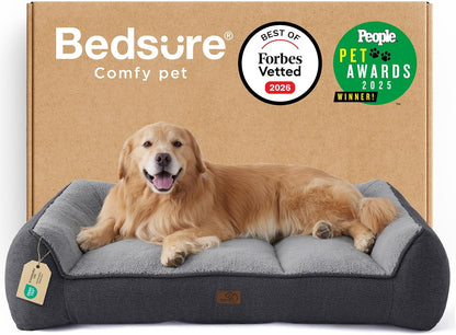 Bedsure SupportMax™ XL Pro Orthopedic Dog Beds Large Sized Dog - Extra Thick Supportive Dogs Couch with Waterproof Washable Cover, Extra Large Comfort Pet Sofa with Sherpa & Nonskid Bottom, Grey, 45"