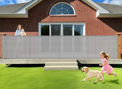 Upgrade 120 inch Retractable Baby Gates, EZIGO Extra Wide Baby Gate for Large Opening Extra Long Mesh Gate for Kids or Pet Dog Gate Child Safety Gate for Stairs Hallways Doorway Indoor Outdoor, Gray