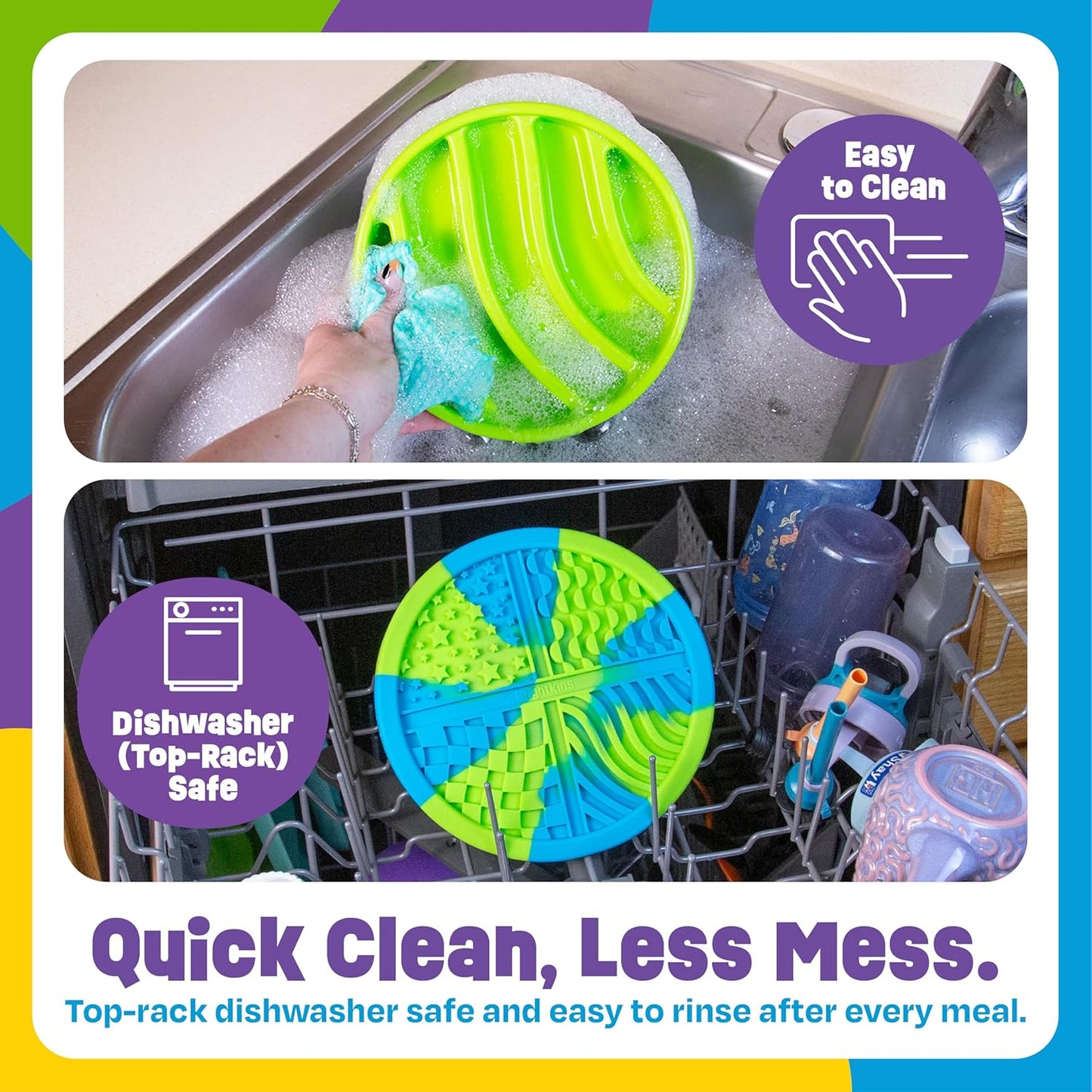 Brightkins Circle Slow Feeder and Lick Mat, Outdoor Puzzle Board, Interactive Dog Toys, Dog Birthday, Enrichment Bowls, Puppy Teething and Chewing, Stimulating Automatic Feeder