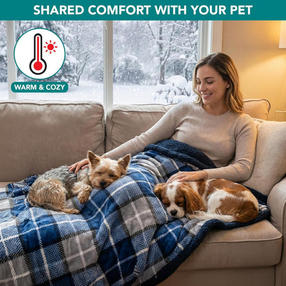 PetAmi Waterproof Dog Blanket for Couch, Large 60x40, Pee Proof Sherpa Fleece Reversible Pet Throw, Furniture Protector for Bed Sofa Kennel, Soft Washable Cover for Medium Dogs Cats, Grey Sherpa
