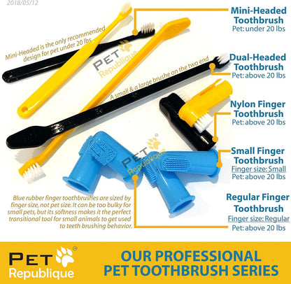 Pet Republique Dog Finger Toothbrush Set of 6 - Dental Brush for Large to Small Dogs, Cats, and Most Pets