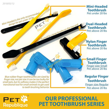 Pet Republique Dog Finger Toothbrush Set of 3 - Dental Hygiene Brushes for Dogs, Cats, Most Pets