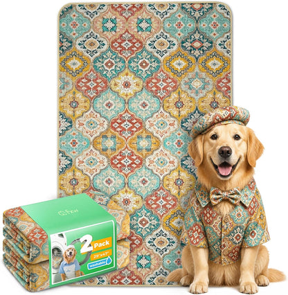 FXW Washable Pee Pads for Dogs, Puppy Pads with Super Absorbent, Specifically Designed for FXW Rollick/Homeplus 24inch 6 Panels Dog Playpen, 39" x 63" Rectangle, Khaki, 1 Pack