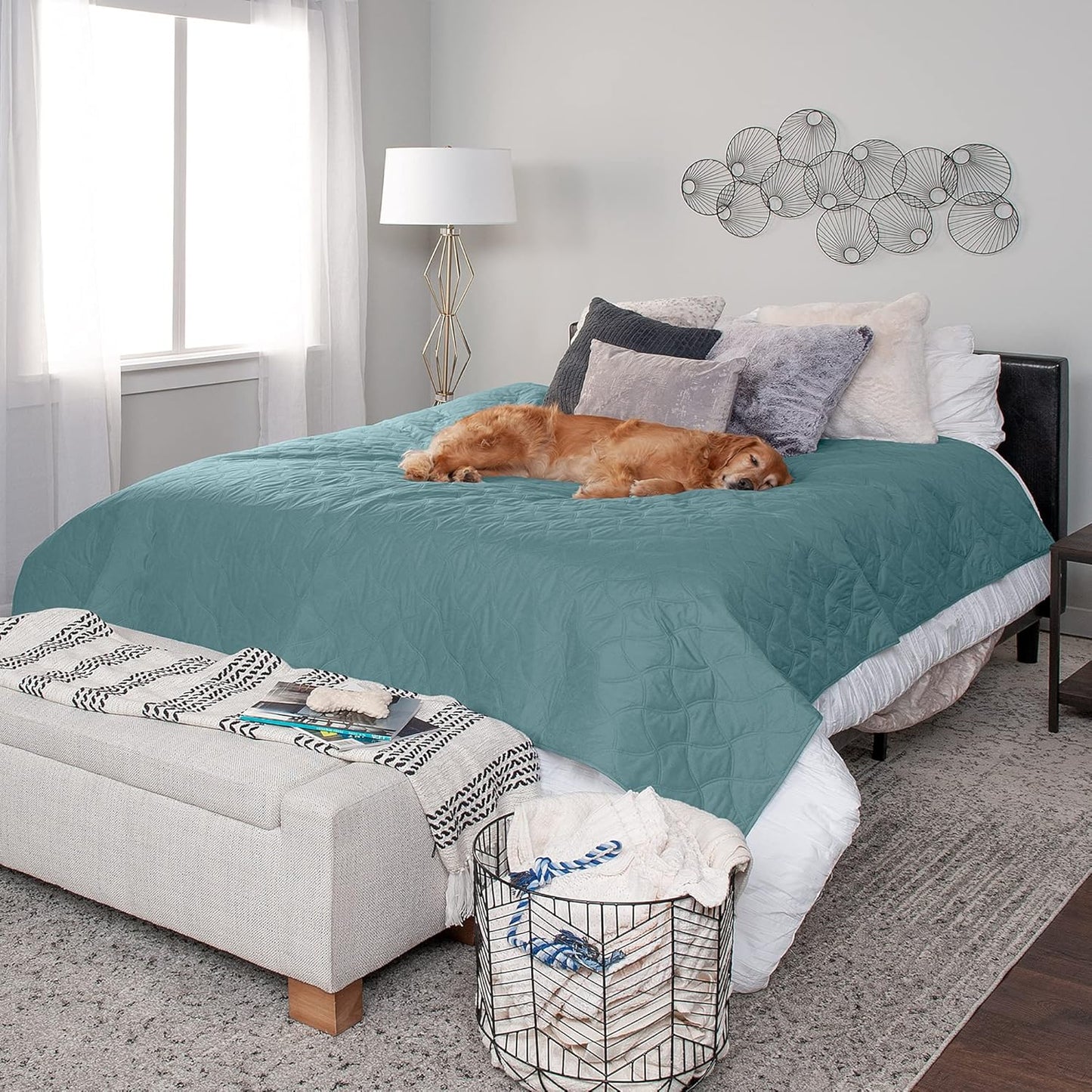 FurHaven Waterproof Blanket & Furniture Protector Cover with Non-Slip Backing, Machine Washable, Jumbo/King, Quilted Twill, Gray
