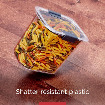 Rubbermaid Brilliance 16-Cup Airtight Food Storage Container with Lid Clear/Grey - optimal for pantry organization flour sugar and food storage