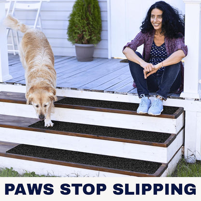 Clear Non Slip Stair Treads for Wooden Steps Indoor 30"x6" – 15-Pack Peel Stick Stair Treads – Self Adhesive Transparent Step Covers – Stair Grip Tape for Dogs, Kids – by STEPCORE