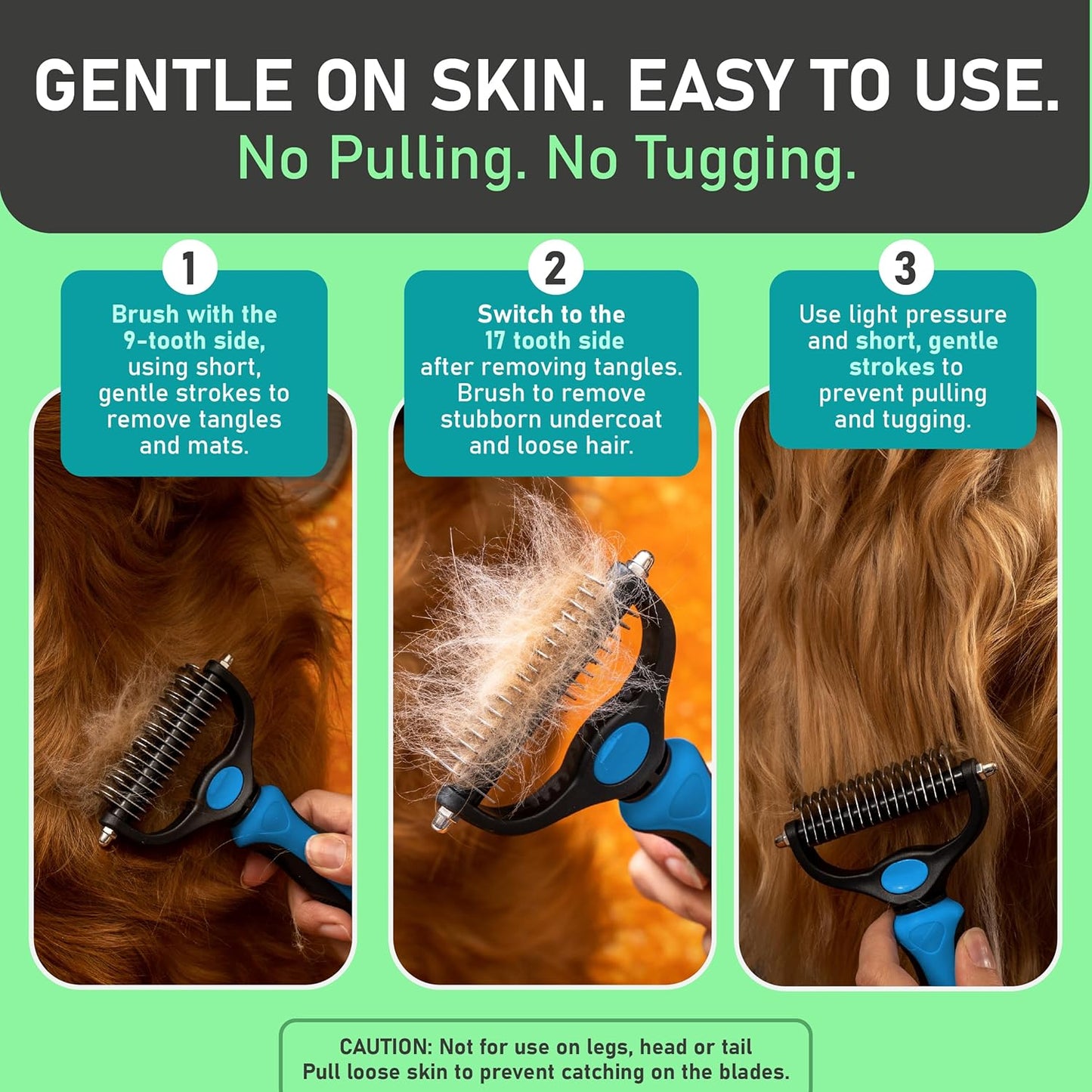 Maxpower Planet Hair Brush - Double Sided Shedding, Dematting Undercoat Rake for Dogs and Cats - Extra Wide Dog Grooming Brush, Reduce Shedding by 95%, Turquoise
