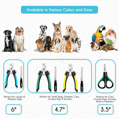 Candure Dog Nail Clippers Professional Pet Nail Clipper Suitable for Cats, Rabbits and Guinea Pigs - Safety Lock/Protective Guard to Avoid Over Cutting (Green, Medium to Small)